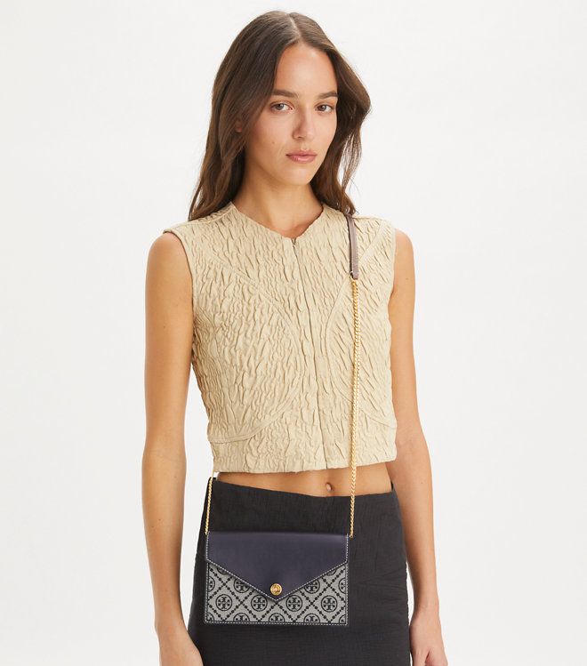 Tory Burch - Ví T Monogram Envelope Chain Wallet