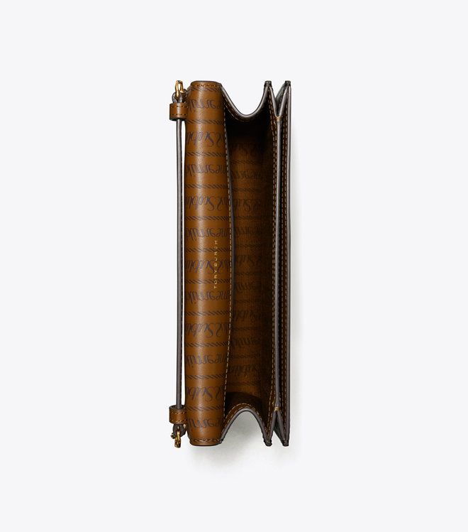 Tory Burch - Ví gập phối dây xích T Monogram Coated Canvas