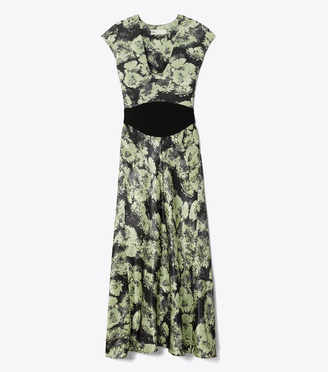 Tory Burch - Đầm cổ chữ U in họa tiết chất liệu Viscose