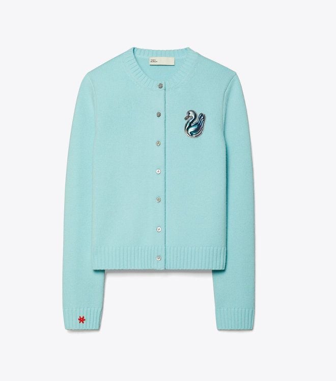 Áo Wool Cardigan With Swan Patch