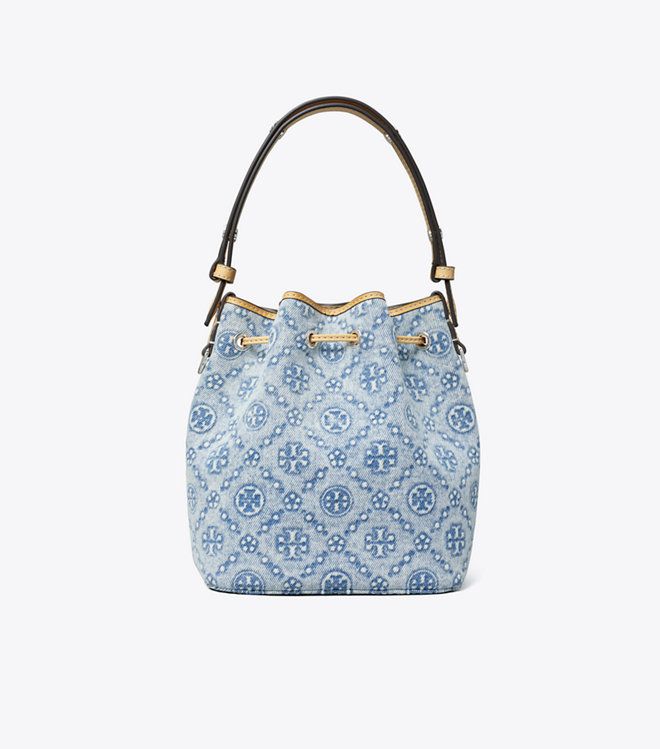 Tory Burch - Túi T Monogram Denim Mini Bucket Bag