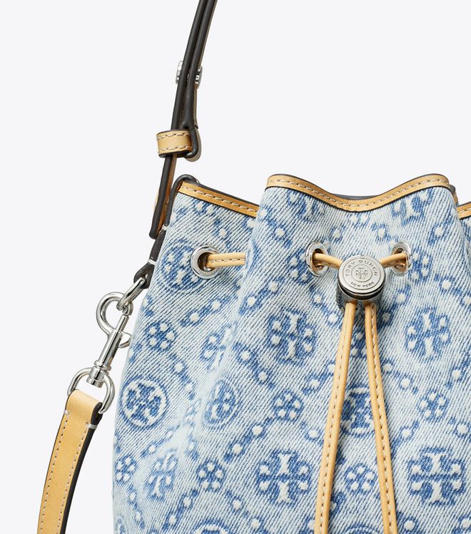 Tory Burch - Túi T Monogram Denim Mini Bucket Bag