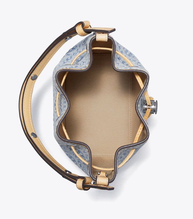 Tory Burch - Túi T Monogram Denim Mini Bucket Bag