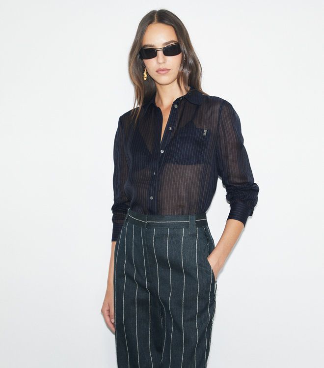 Tory Burch - Áo sơ mi kẻ sọc cotton