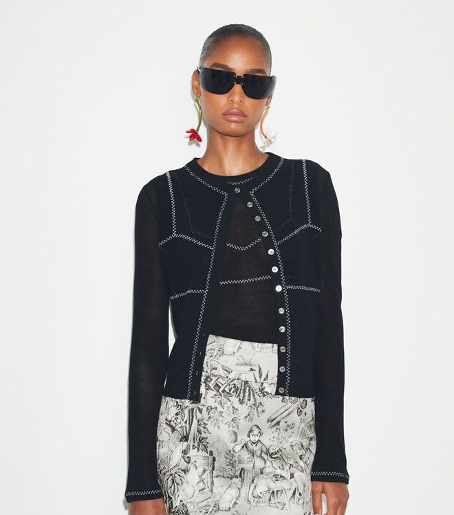 Tory Burch - Áo cardigan Cotton And Nylon Mesh