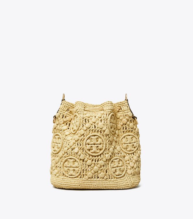Tory Burch - Túi bucket T Monogram Raffia