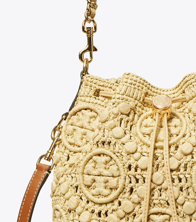 Tory Burch - Túi bucket T Monogram Raffia