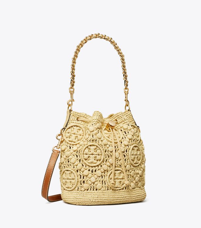 Túi bucket T Monogram Raffia