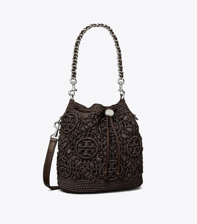 Tory Burch - Túi bucket T Monogram Raffia