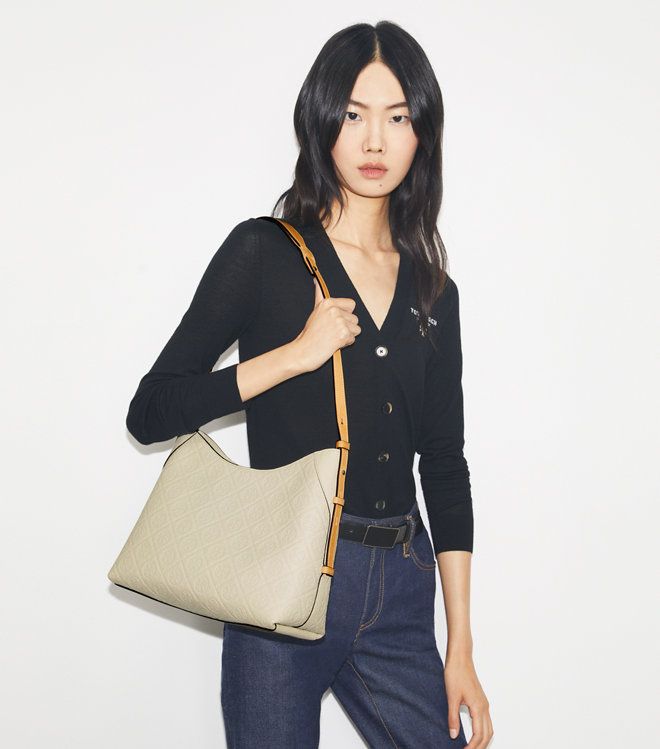 Tory Burch - Túi đeo chéo T Monogram Pebbled