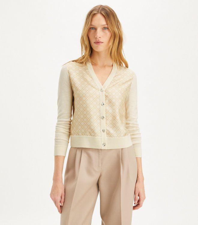 Tory Burch - Áo Cropped Silk Front Cardigan
