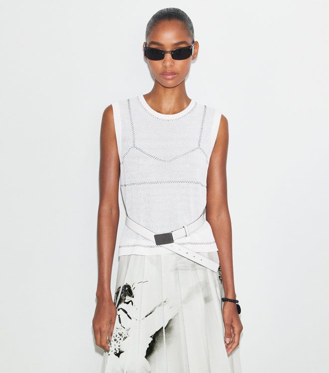 Tory Burch - Áo lưới cotton phối nylon