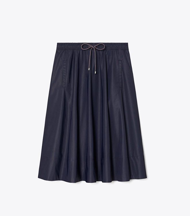 Chân váy midi nylon rút dây
