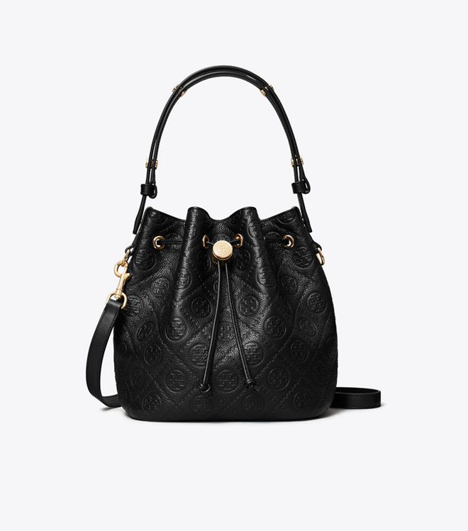 Tory Burch - Túi bucket T Monogram Pebbled