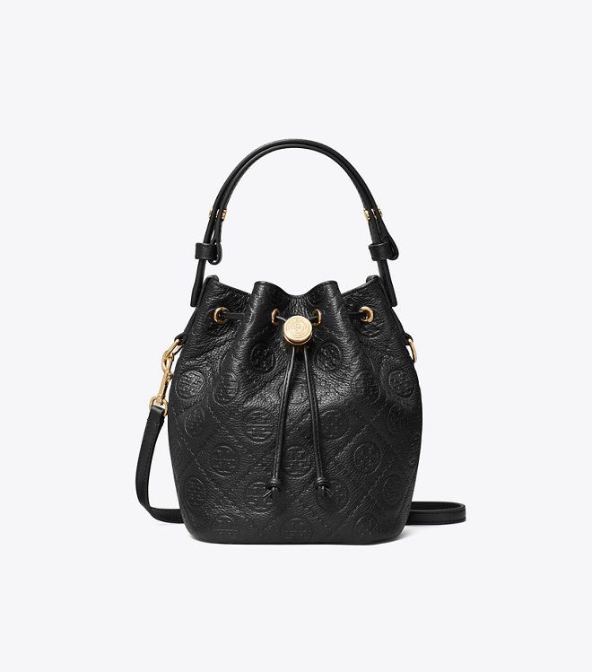 Tory Burch - Túi mini bucket T Monogram Pebbled