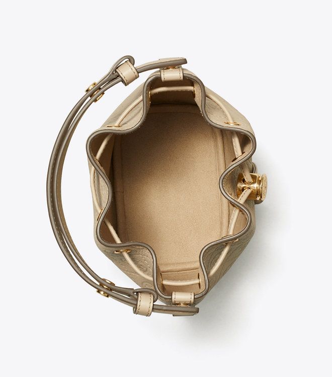 Tory Burch - Túi mini bucket T Monogram Pebbled