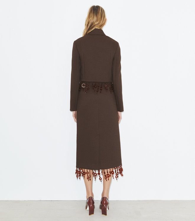 Tory Burch - Chân váy crepe đính đá