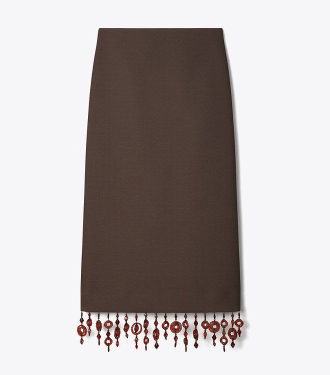 Tory Burch - Chân váy crepe đính đá