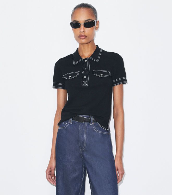 Tory Burch - Áo Polo len Topstitch