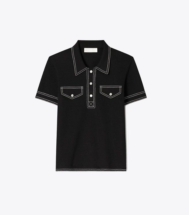 Tory Burch - Áo Polo len Topstitch