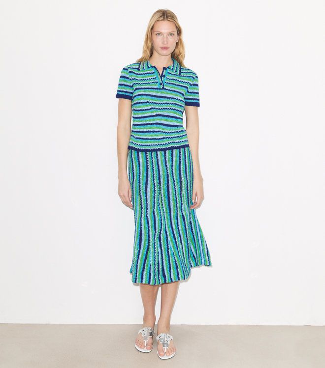 Tory Burch - Chân váy cotton kẻ sọc