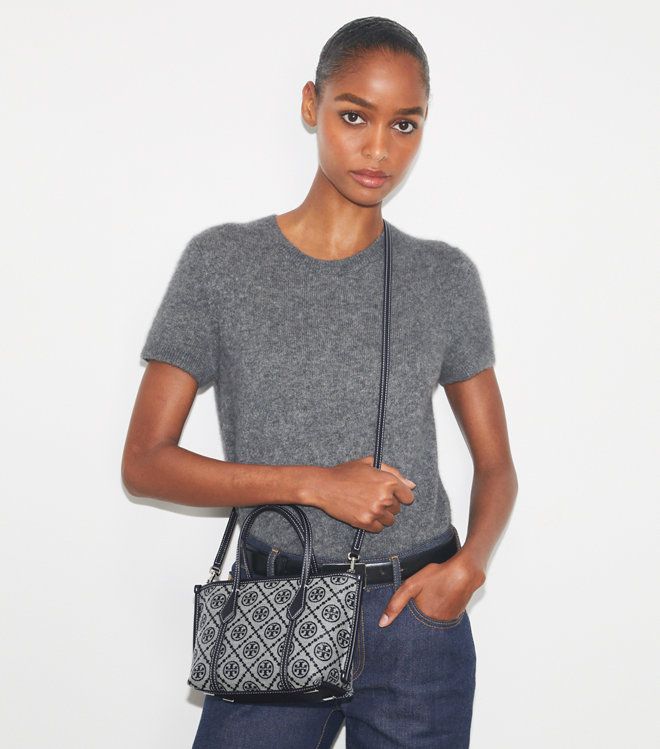 Túi tote mini T Monogram Perry