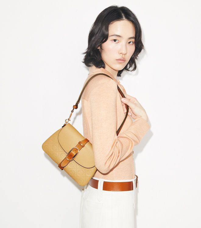 Tory Burch - Túi đeo vai T Monogram Pebbled Soft nhỏ