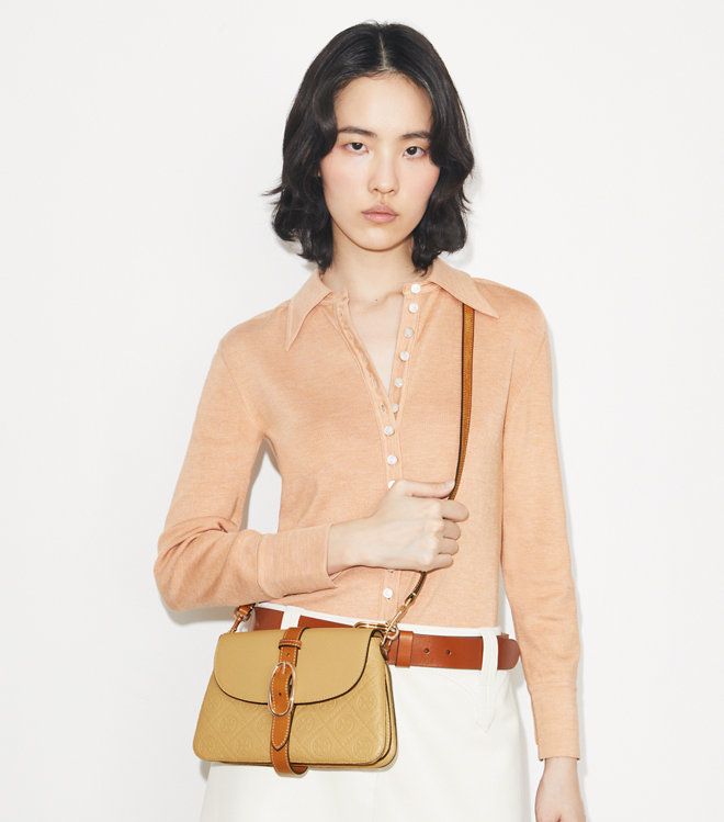 Tory Burch - Túi đeo vai T Monogram Pebbled Soft nhỏ