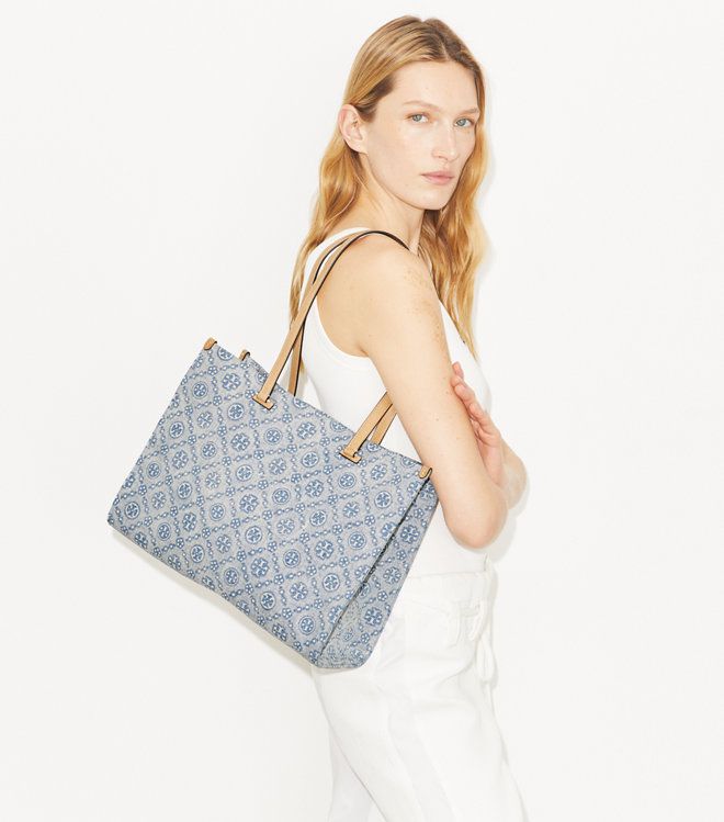 Túi tote T Monogram denim
