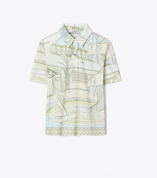 Áo polo cotton họa tiết