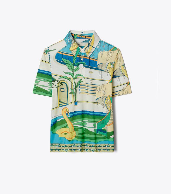 Áo polo cotton họa tiết
