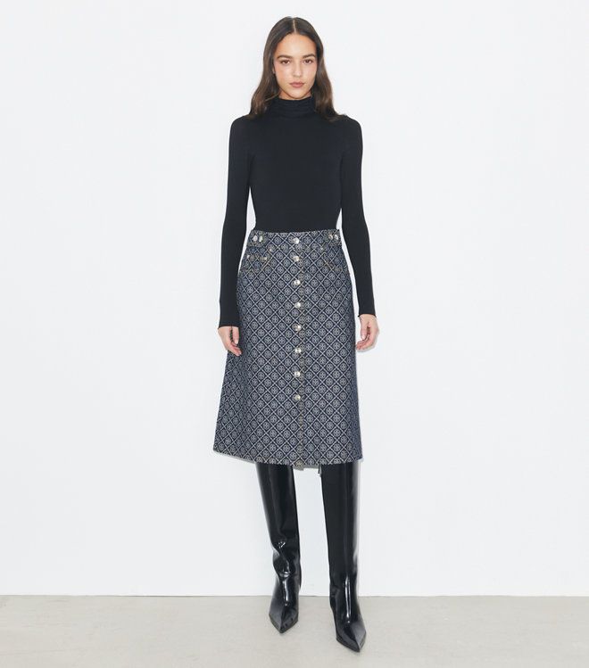 Tory Burch - Chân váy denim xòe