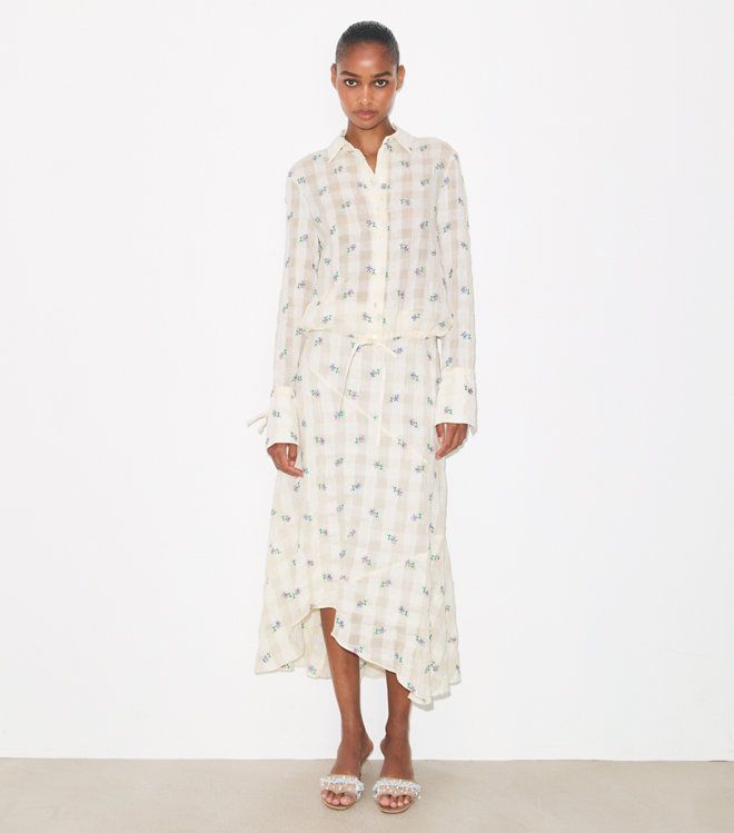 Tory Burch - Áo sơ mi vải linen thêu