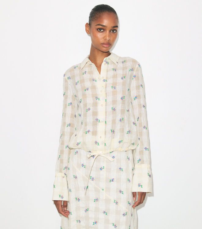 Tory Burch - Áo sơ mi vải linen thêu