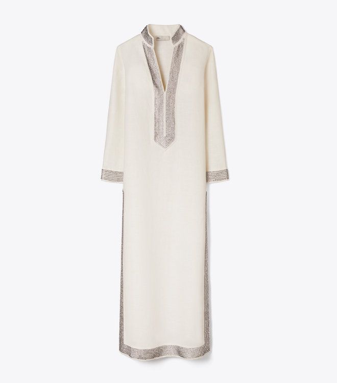Đầm Caftan Linen đính pha lê