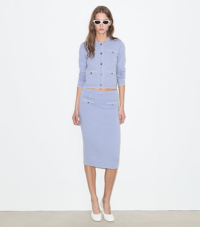 Tory Burch - Áo cardigan len Kendra viền lượn sóng