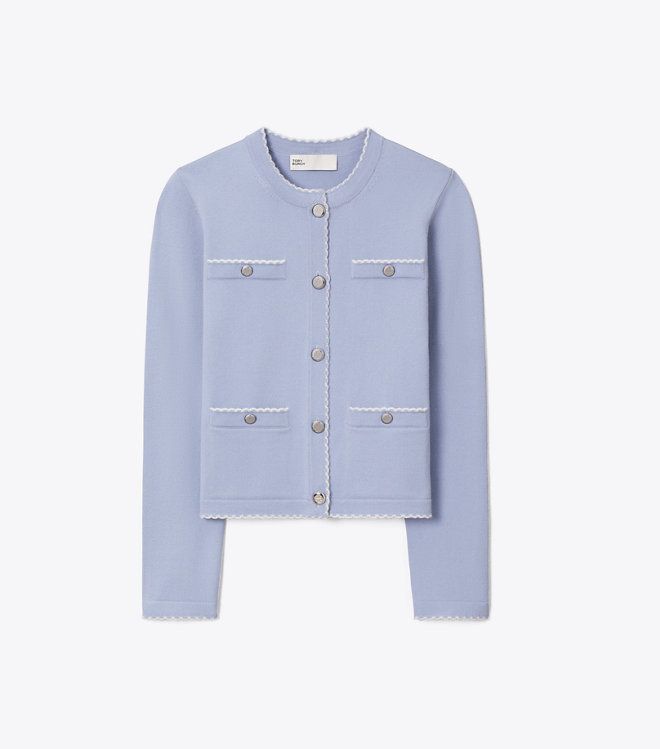 Tory Burch - Áo cardigan len Kendra viền lượn sóng
