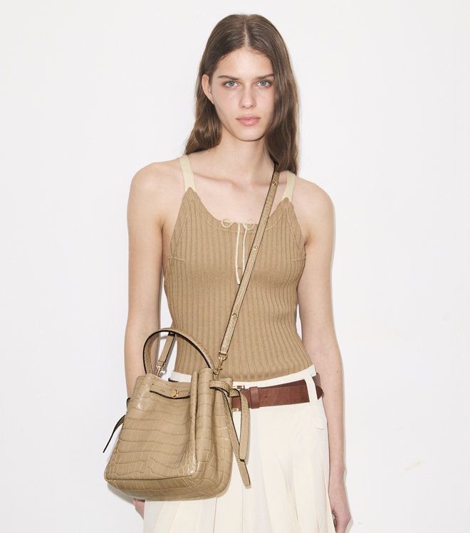 Tory Burch - Túi bucket Romy Croc-Embossed