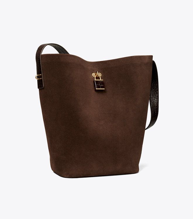 Túi bucket Lock Slim da lộn