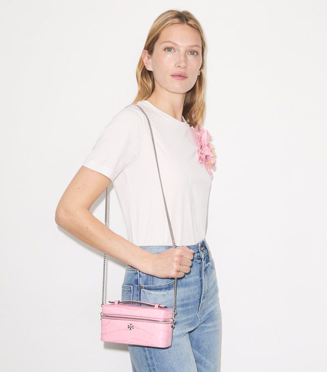 Tory Burch - Túi vanity case Charlie họa tiết Croc