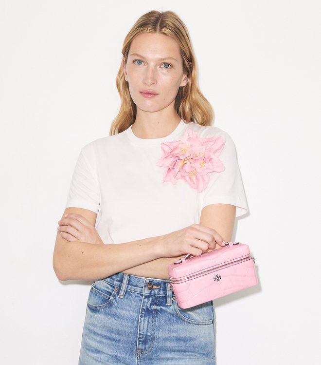 Tory Burch - Túi vanity case Charlie họa tiết Croc