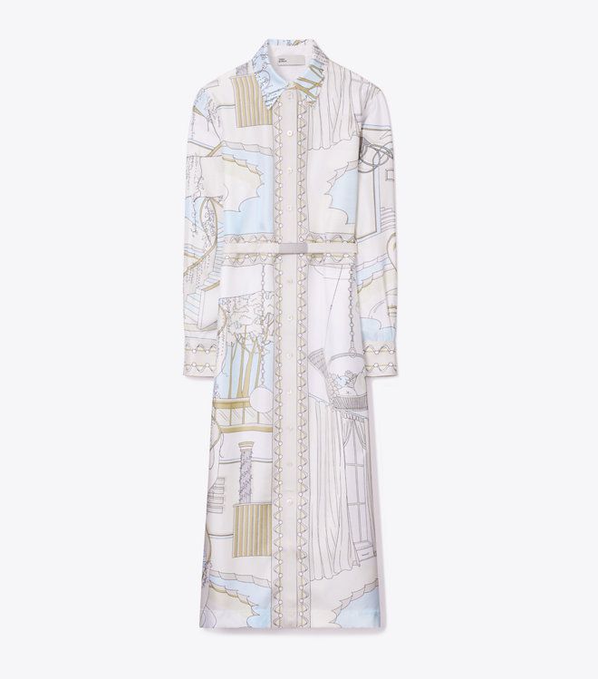 Tory Burch - Đầm sơ mi lụa in họa tiết