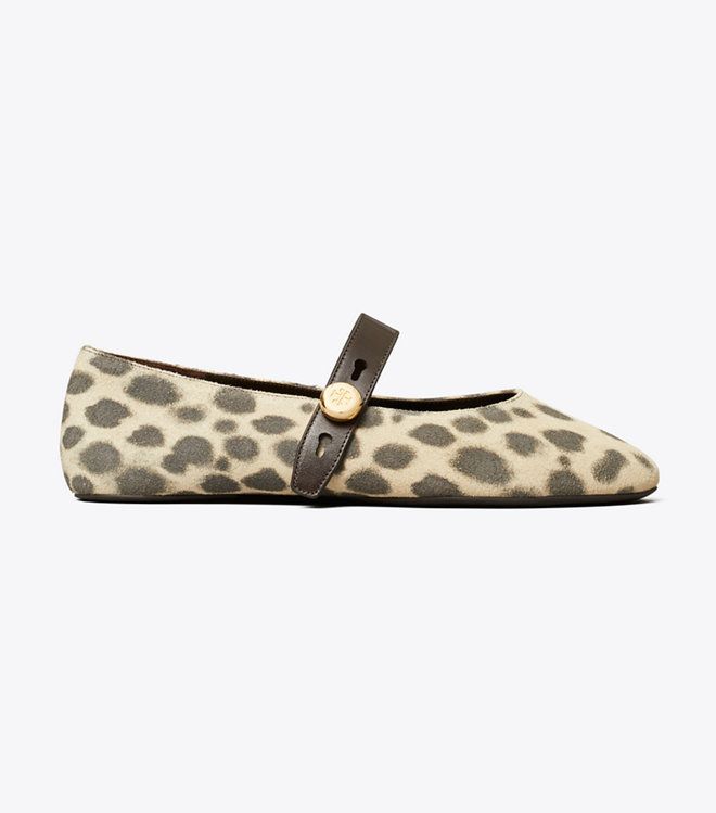 Tory Burch - Giày ballet Romy Mary Jane da lộn in họa tiết