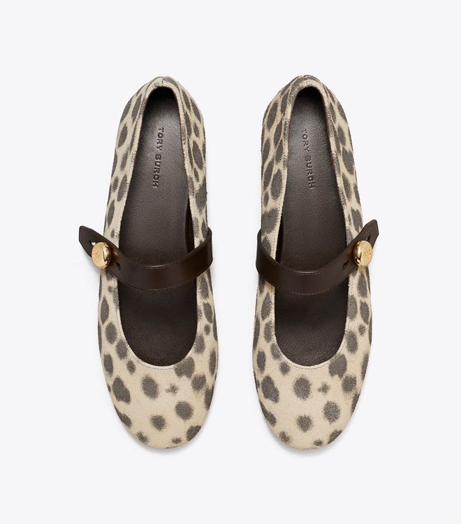 Tory Burch - Giày ballet Romy Mary Jane da lộn in họa tiết