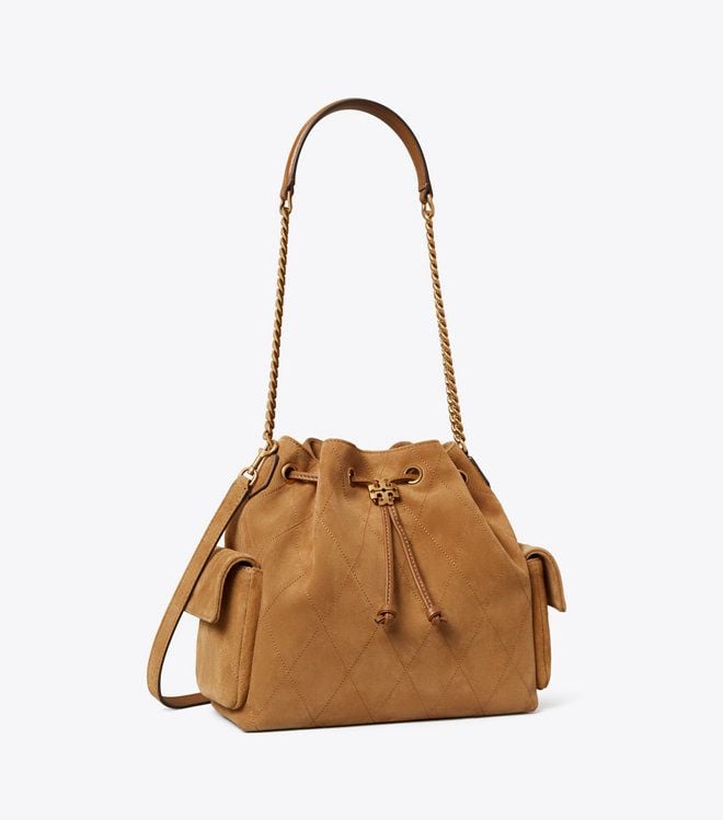 Túi Charlie Quilted Suede Drawstring S