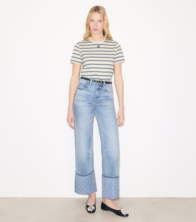 Tory Burch - Áo thun cotton kẻ sọc