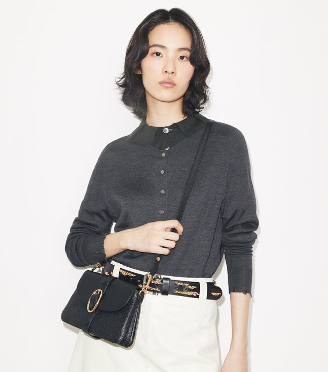 Tory Burch - Túi đeo vai T Monogram Pebbled Soft nhỏ
