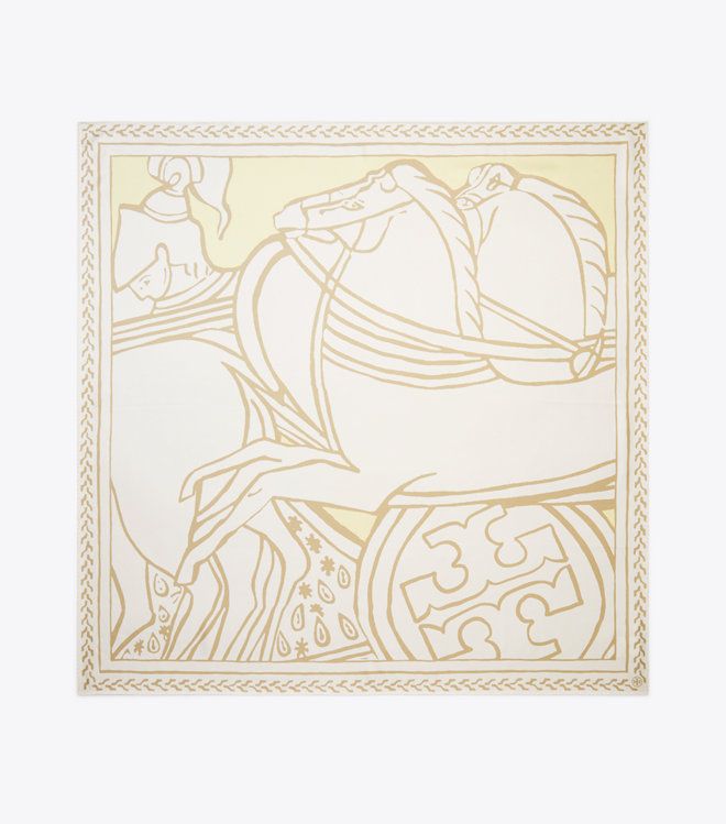 Tory Burch - Khăn vuông lụa Trocadero Horses