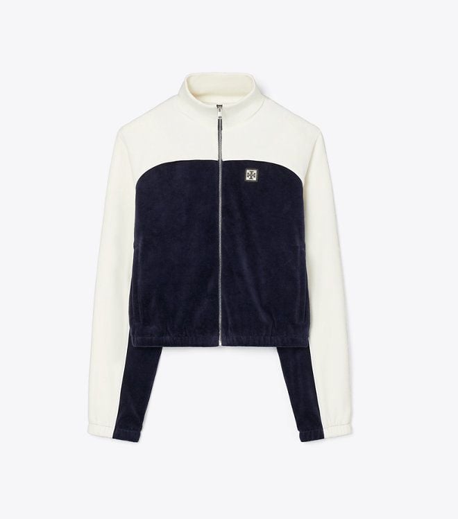 Áo khoác thể thao vải nhung mềm Colorblock