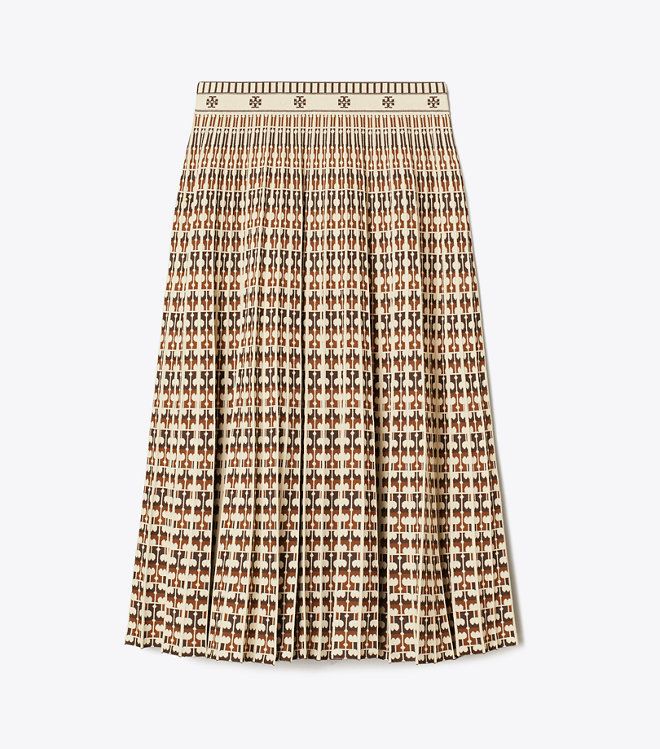 Chân váy midi jacquard xếp ly